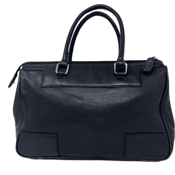 Talbots Black Leather Handbag with top zipper closure, silver hardware, like new - Picture 1 of 14
